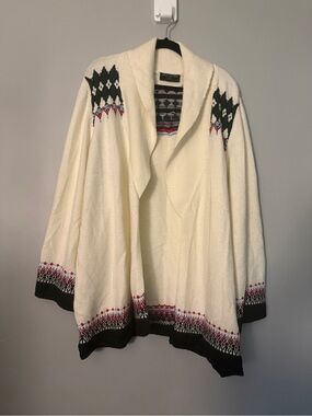 Lane Bryant Sz 26/28 Cream Shawl Collar Open Cardigan Sweater